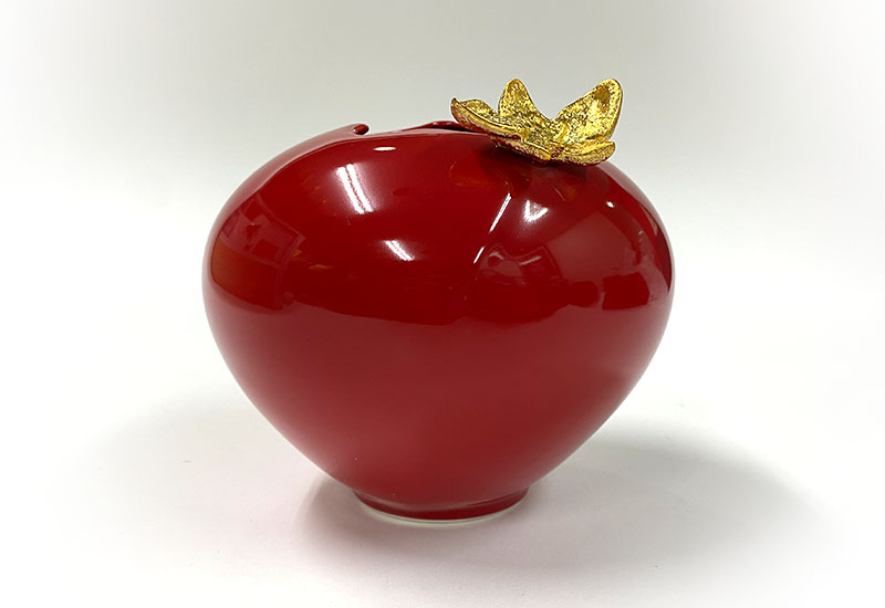 傑作陶 G51繪金紅苞瓶(鍍鈦)